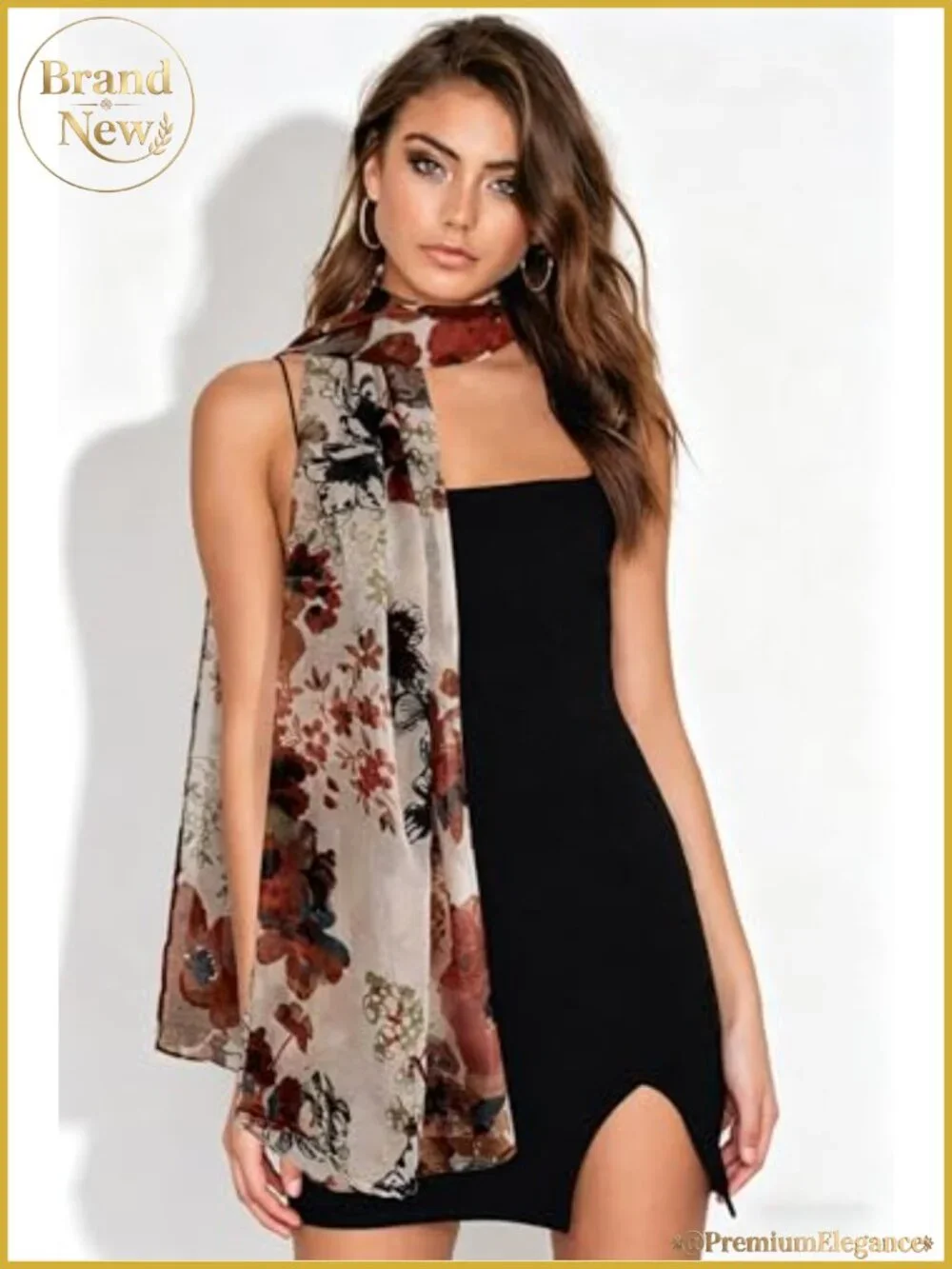 Lightweight Floral Print Scarf Shawl Wrap for Women - Cotton Voile Feel